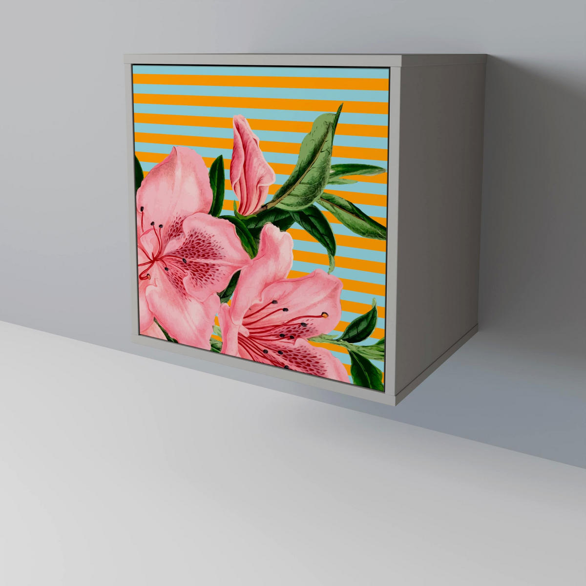 SIDEBOARD FRAGILE BEAUTY, Grau, 57,5x42x70,5 cm, Schwarze Metall-Sternfüße - Multicolor/Schwarz, Holzwerkstoff/Metall (57.5/70.5/42cm) - SpaceRebels