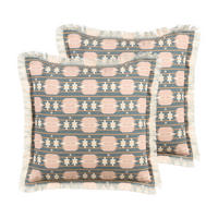 DEKOKISSEN 2er-Set Bunt 60/60 cm Dianthus - Multicolor, Textil (60/60cm) - Beliani