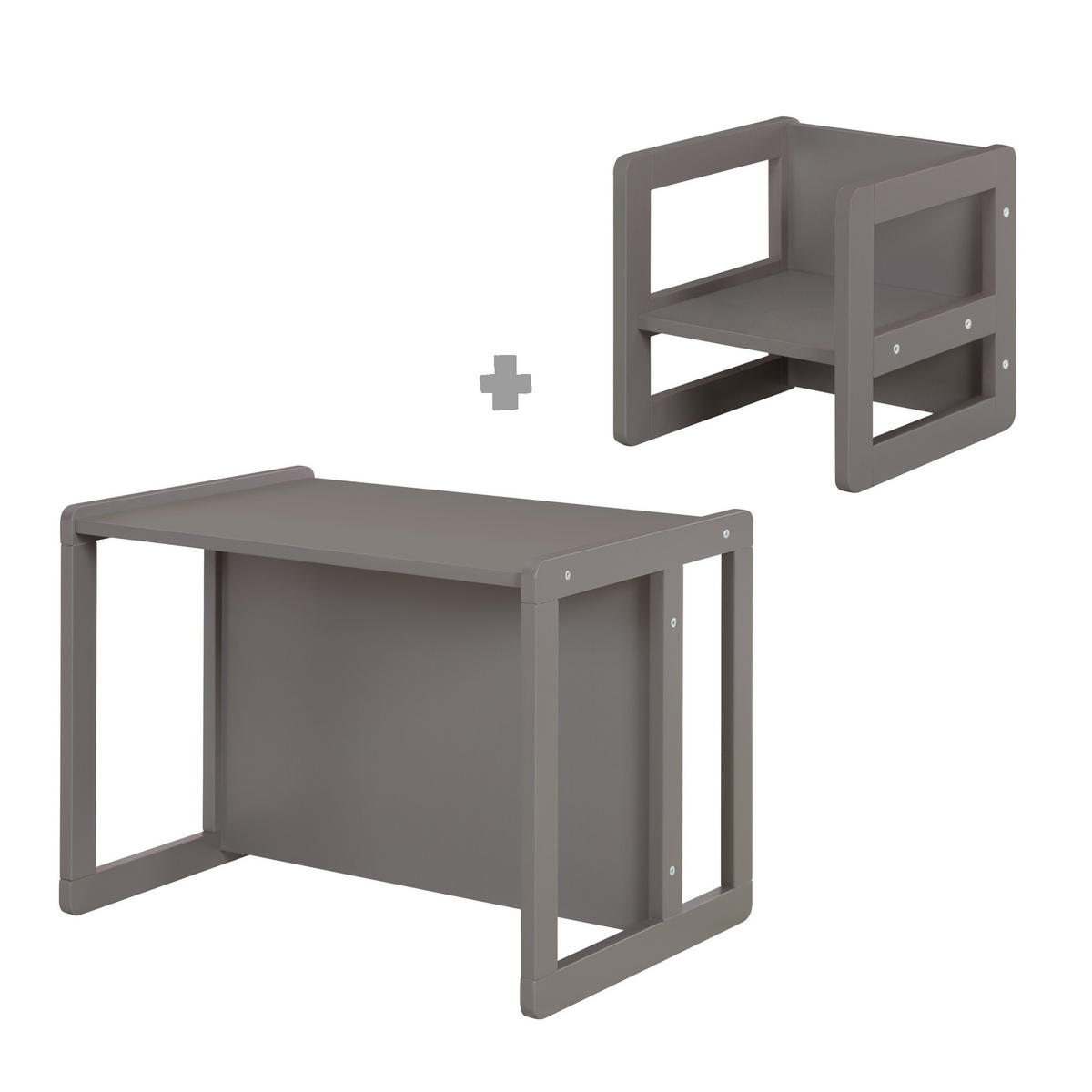 KINDERSITZGRUPPE 3in1 - Anthrazit, Holzwerkstoff (61/30/44cm) - Roba