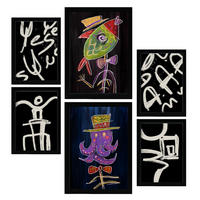 POSTER Set Mit 6 Aufsichtsfang 1 In Tiere Zusammenfassungen A3 & A4 Schwarzer Rahmen - Schwarz, Papier (29/3cm) - Nacnic
