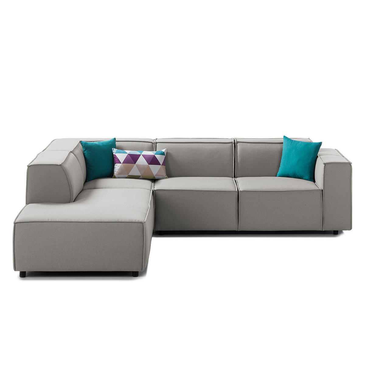 ECKSOFA mit Ottomane - Graubraun/Schwarz, Kunststoff/Textil (260/234cm) - home24