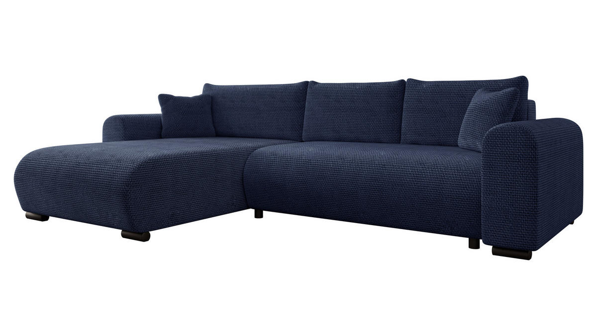 ECKSOFA Merkos - Schwarz/Dunkelblau, Holz/Textil (285/188cm) - MIRJAN24