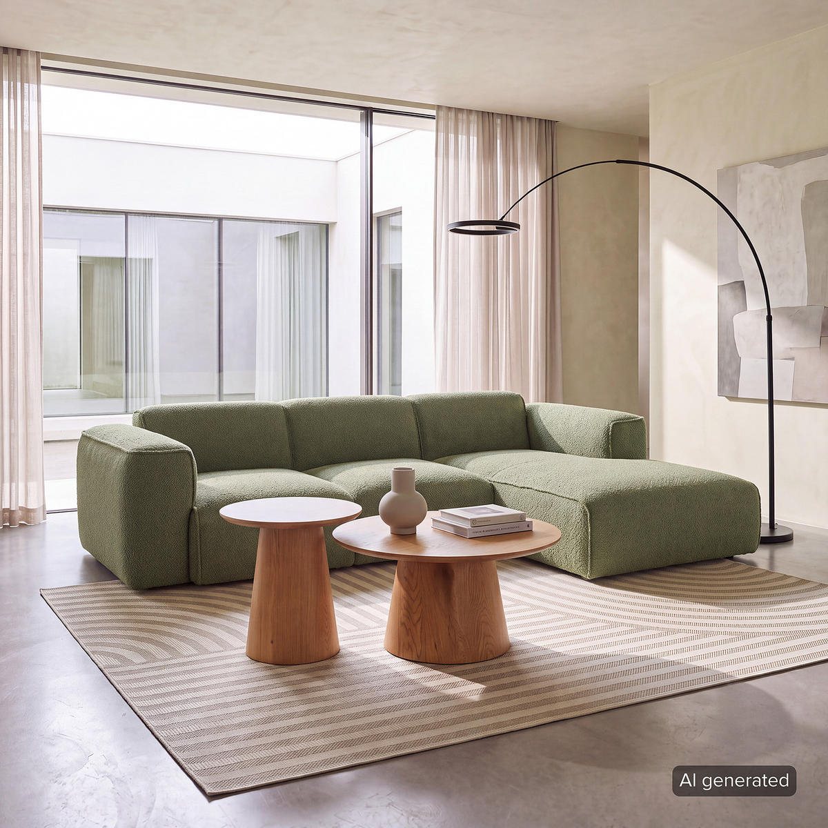 3-SITZER ECKSOFA mit Longchair - Schwarz/Grün, Kunststoff/Textil (251/173cm) - home24
