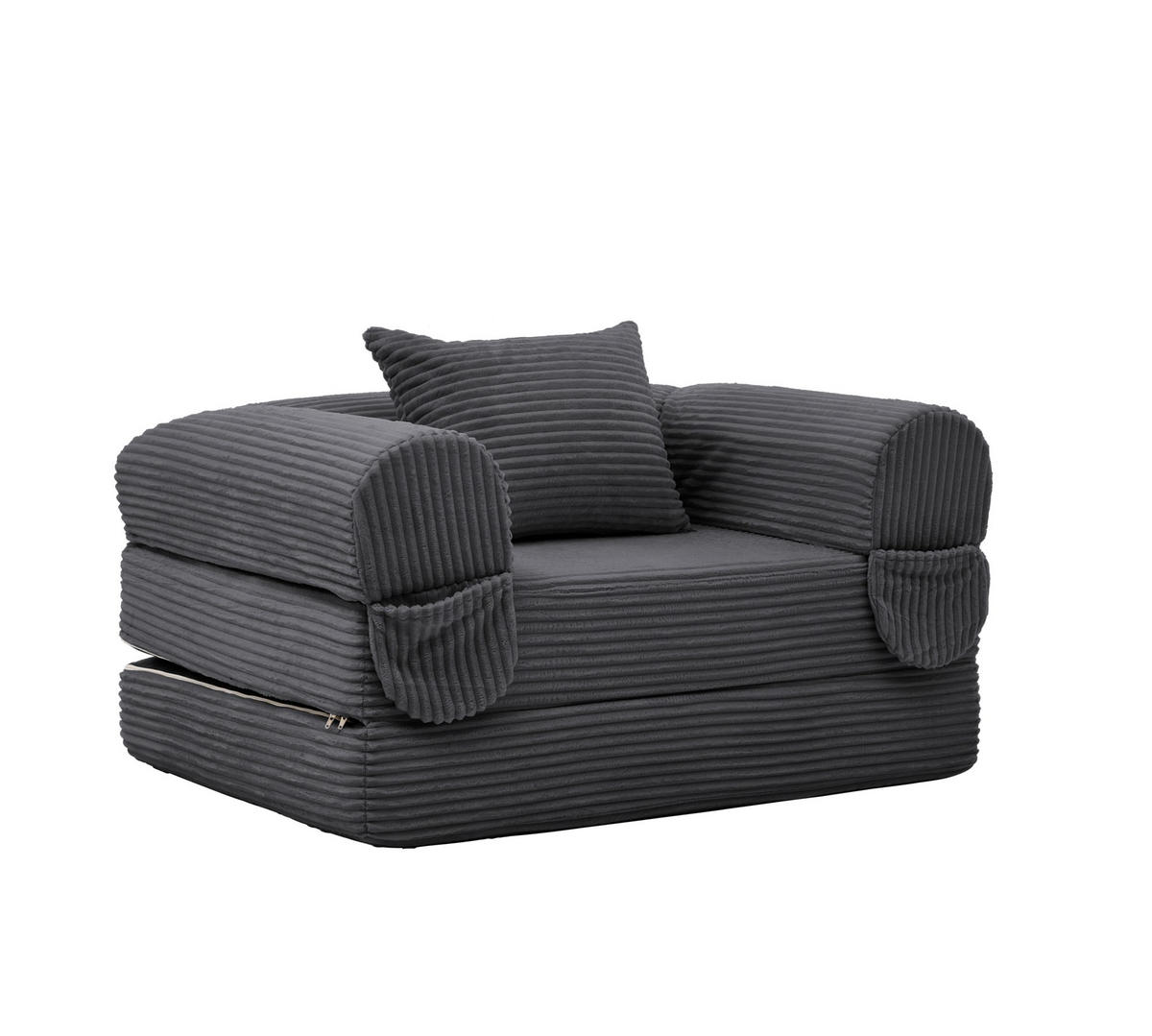 SCHLAFSOFA 2-in-1 aus Kord Grau - Grau, Kunststoff (85/65/120cm) - Meubliv