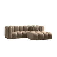 ECKSOFA L-from, Sofa Grand modular stoff Salvador Dunkelbeige Rechts - Cappuccino, Holz (227/179cm) - Kaiser Möbel
