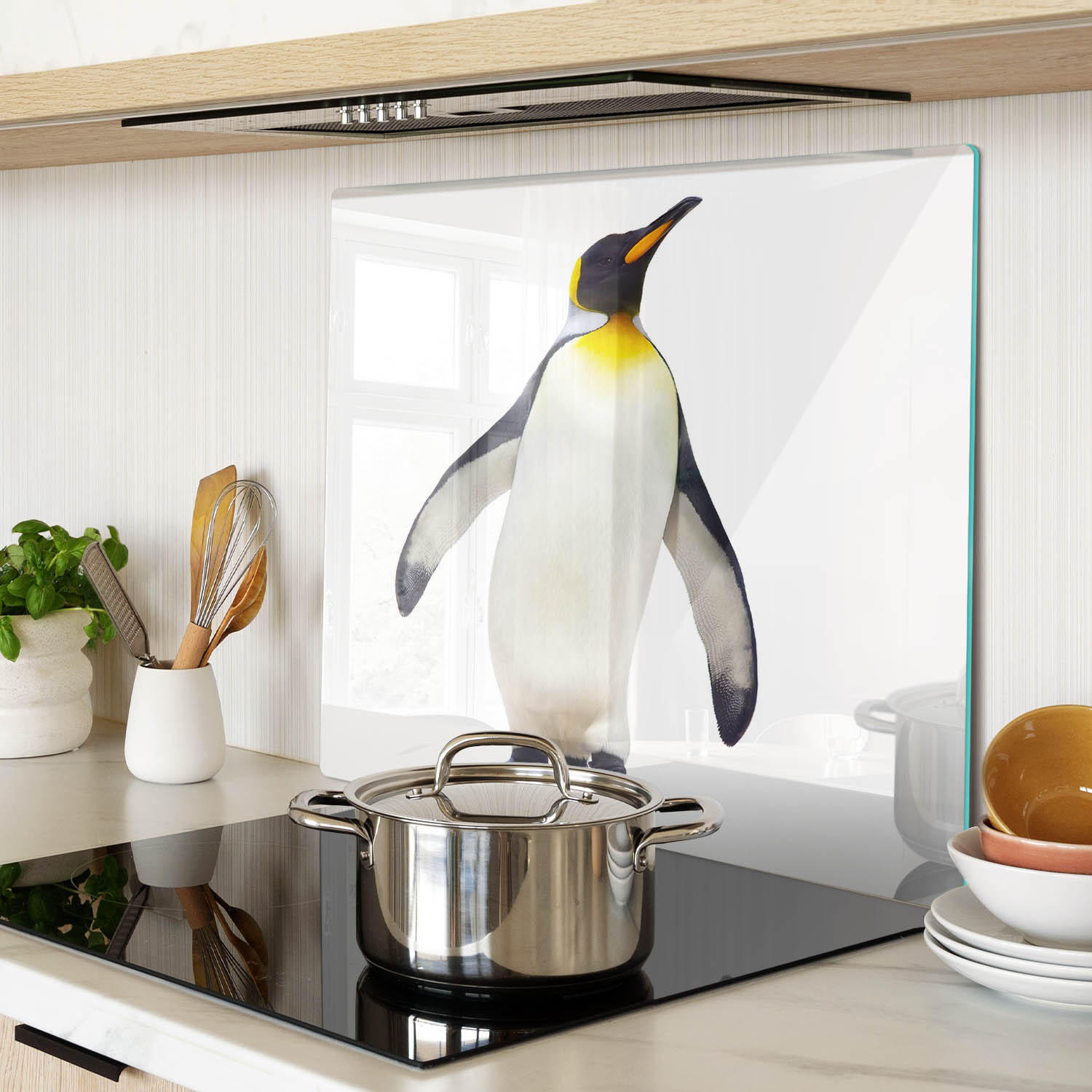 GLASPLATTE 60x52 cm Pinguin - Weiß, Glas (60/0.4/52cm) - TULUP