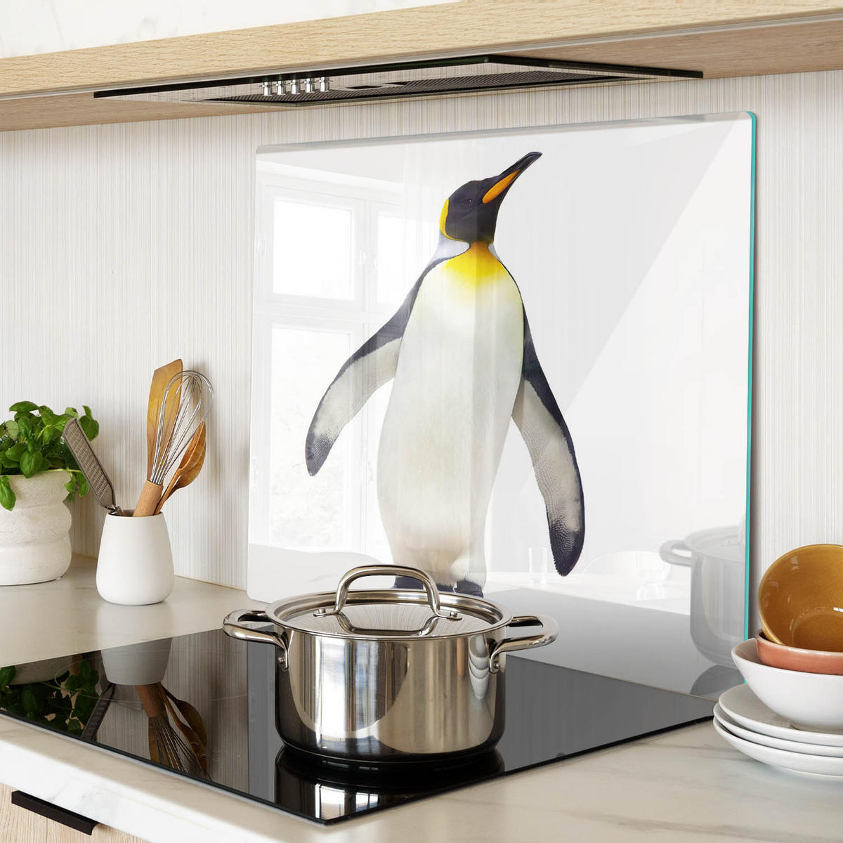 GLASPLATTE 60x52 cm Pinguin - Weiß, Glas (60/0.4/52cm) - TULUP