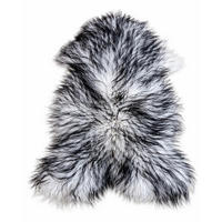 LAMMFELL Island Langhaar natur lockig weich Premium Schwarz geflammt ca. 105 cm - Schwarz Hochglanz, Fell (55/105cm) - Provellus