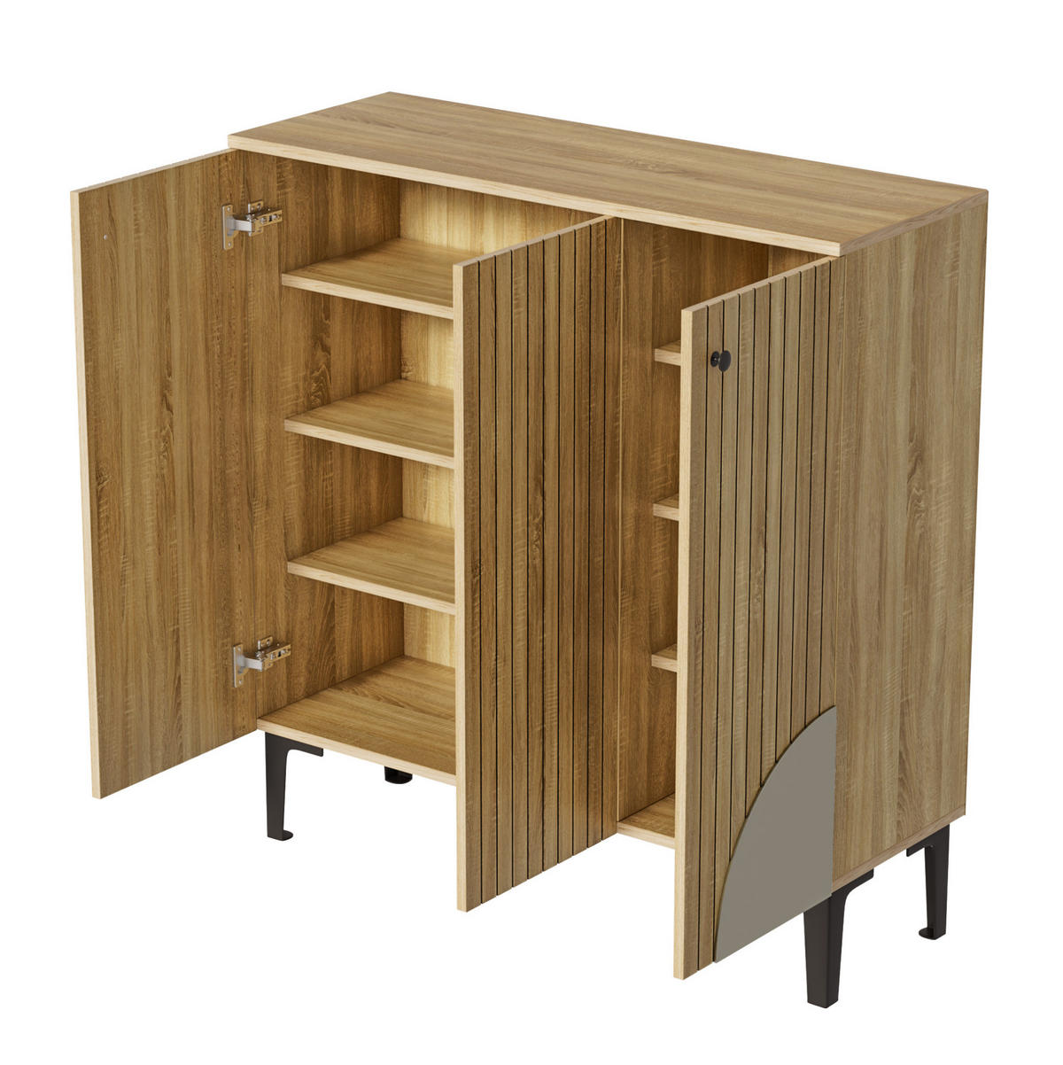 SCHUHSCHRANK 90/32/94 cm in Holzoptik mit 3 Türen und Ablage - Naturfarben, Holzwerkstoff (90/94/32cm) - Flora Grace