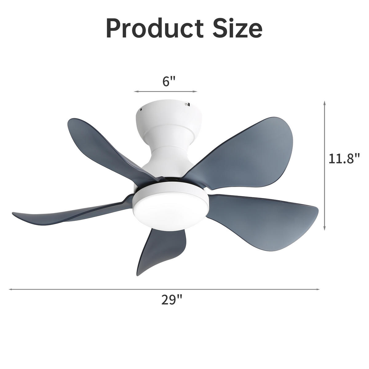 DECKENVENTILATOR 29Zoll Weiß LED Licht 5 ABS Flügel DC Motor - Weiß, Kunststoff (73.66/73.66/29.97cm) - CASIVA
