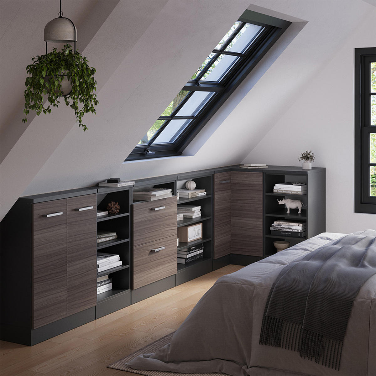 DACHSCHRÄGENSCHRANK ECKSCHRANK Rion Edelgrau/Anthrazit 75.6 x 81.6 cm mit 1 Tür - Anthrazit/Grau, Holzwerkstoff (75.6/81.6/75.6cm) - Vicco