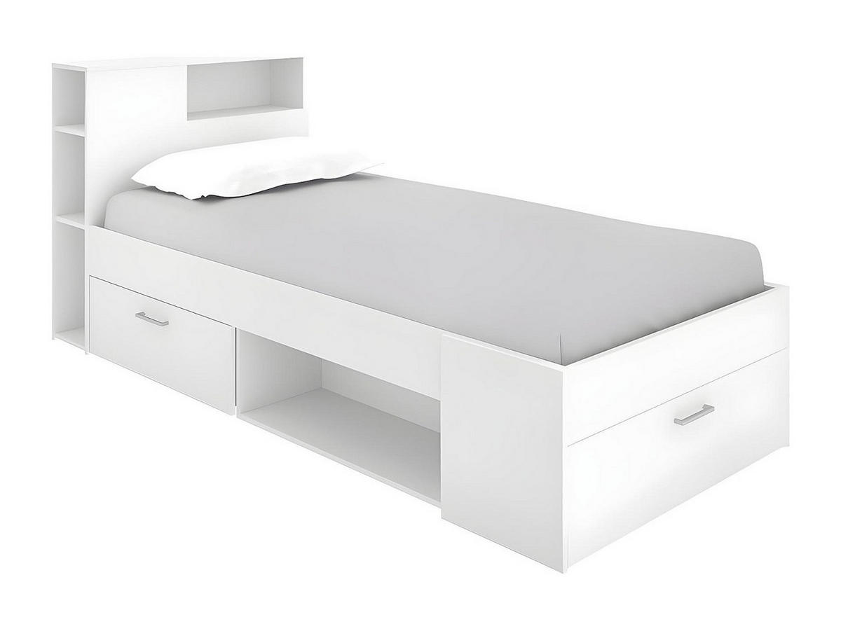 BETTRAHMEN - 1 -Sitzer - Holzspan - weiß - LEANDRE - Weiß, Holz (99.6/218.5cm) - Vente-Unique