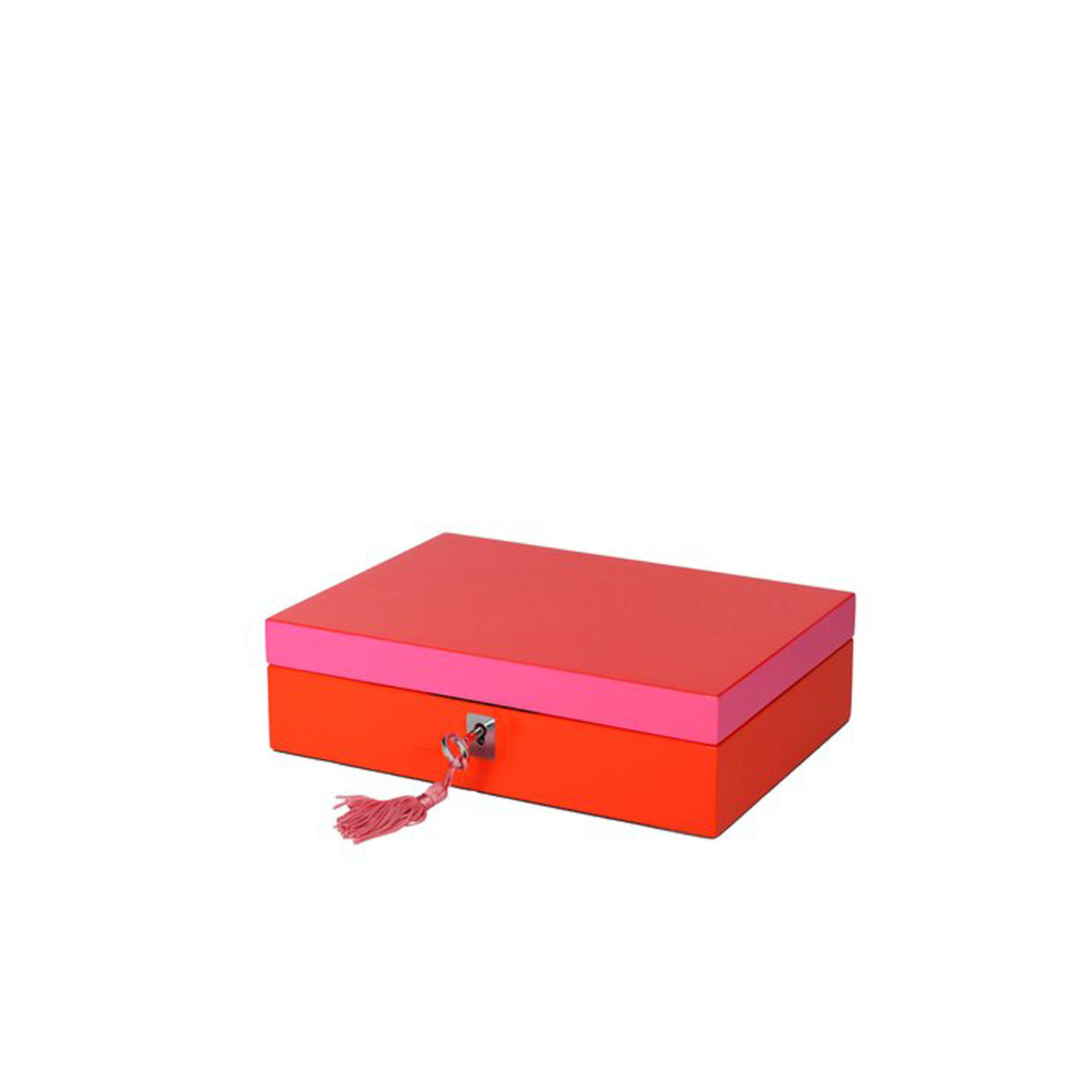 SCHMUCKBOX Tang S, Flach, MDF, Rot / Pink, 22 x 16 cm - Rot, Holzwerkstoff (7.8/22/17.5cm) - Gift Company