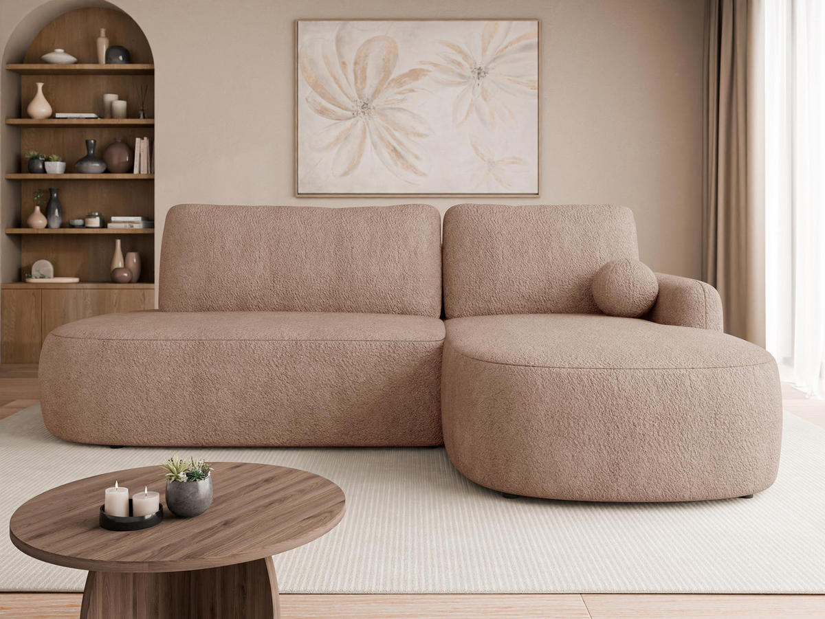 ECKSOFA Loridu O, Seite: Rechts - Schwarz/Rosa, Holz/Kunststoff (274/174cm) - MIRJAN24