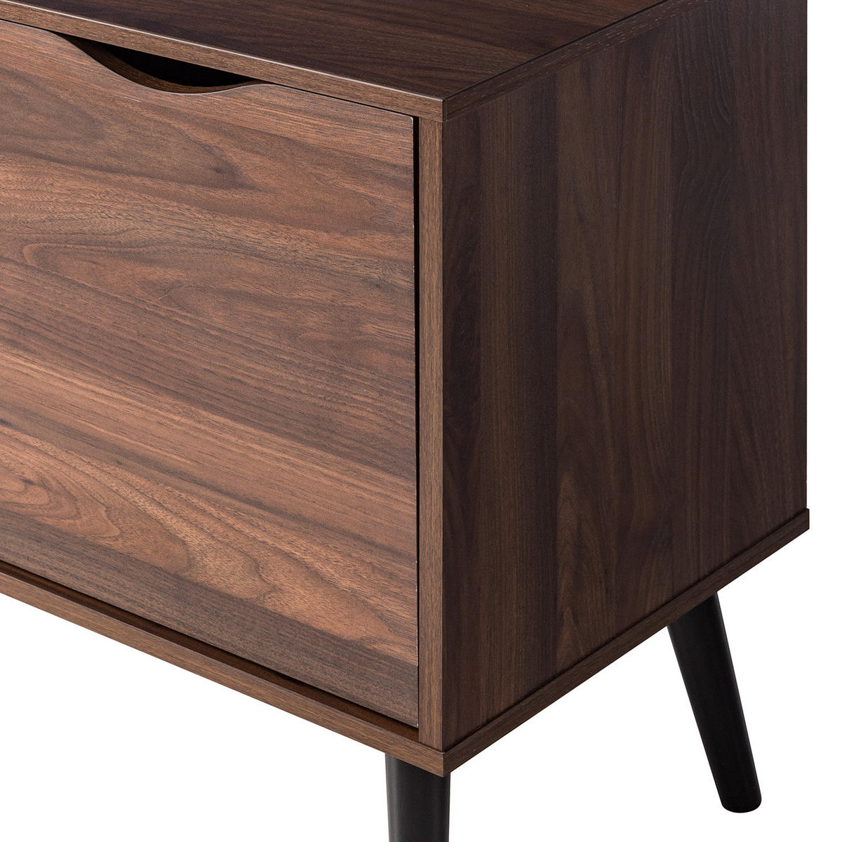 NACHTKOMMODE mit 1 Tür - Walnuss Dekor - Walnussfarben/Schwarz, Holzwerkstoff (50/65/39cm) - home24