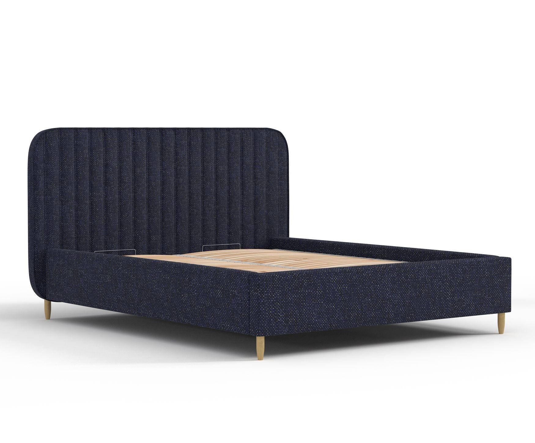 POLSTERBETT Noto Marineblau 120/200 cm im Chenille-Stoff - Naturfarben/Dunkelblau, Holz/Holzwerkstoff (120/200cm) - Maison de Reve