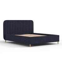 POLSTERBETT Noto Marineblau 140/200 cm im Chenille-Stoff - Naturfarben/Dunkelblau, Holz/Holzwerkstoff (140/200cm) - Maison de Reve