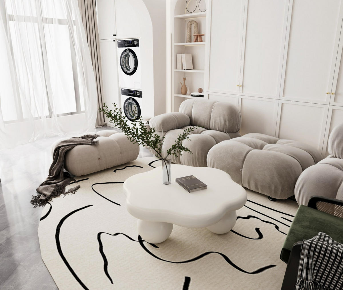 COUCHTISCH Wolkenform ca. Ø 80 x 35 cm MDF Cream White - Weiß, Kunststoff (79/79/31cm) - Meubliv