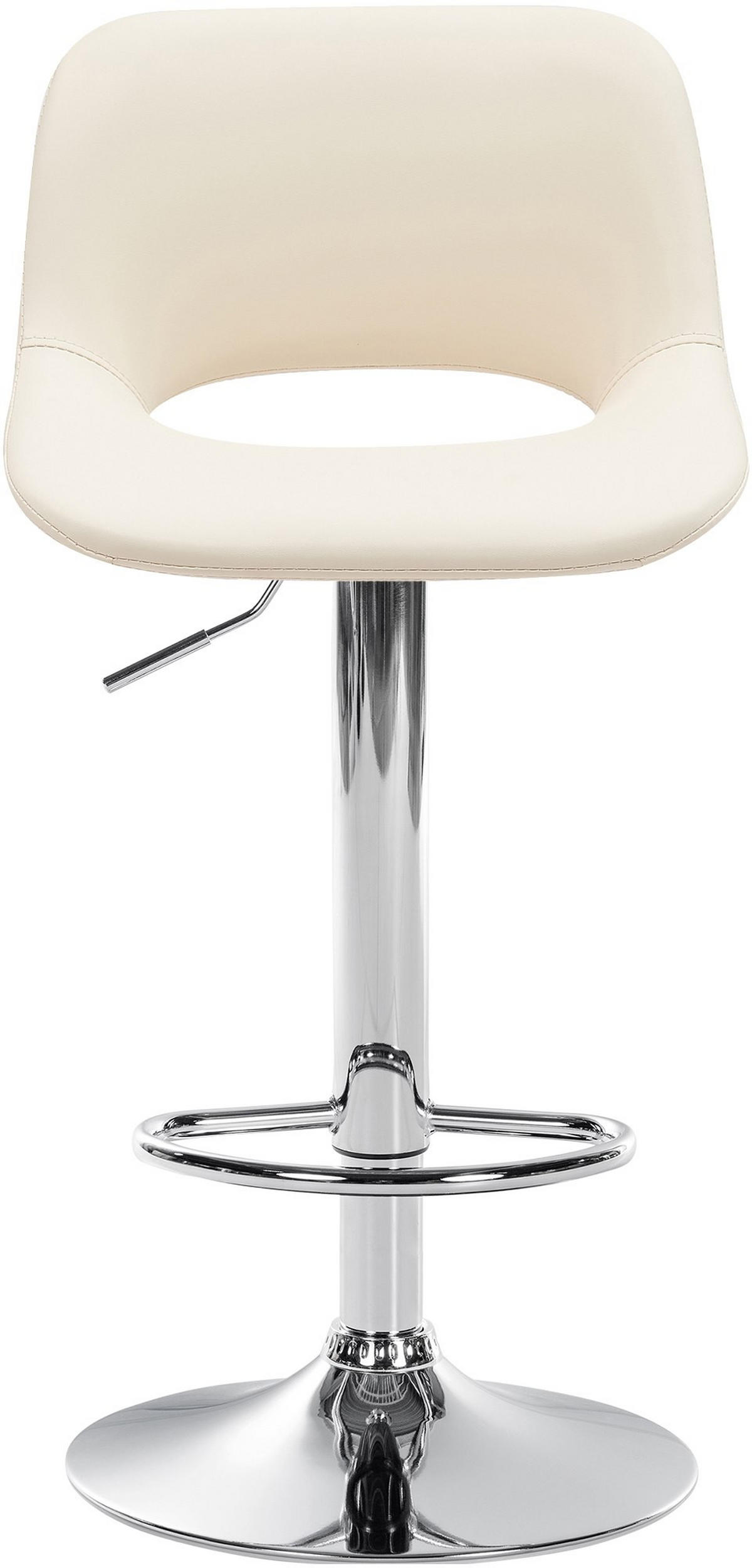 BARHOCKER JAKSON Creme Kunstleder Chrom - Creme, Leder/Metall (42/86/46cm) - DELUKE