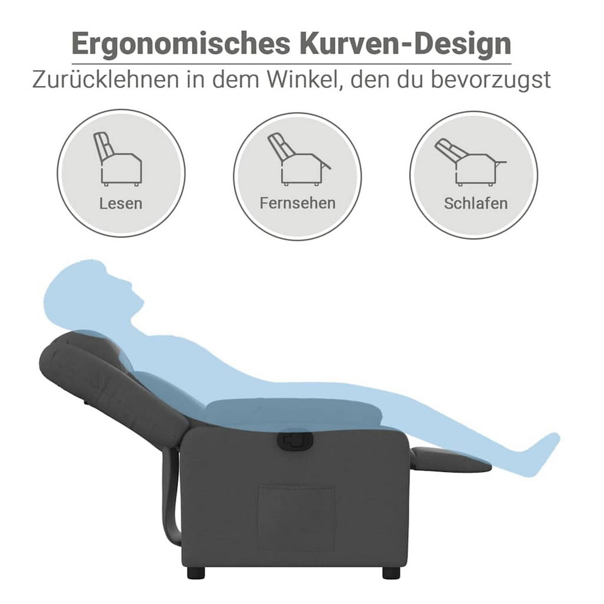RELAXSESSEL Dunkelgrau Stoff - Grau, Textil (95/99/77cm) - vidaXL