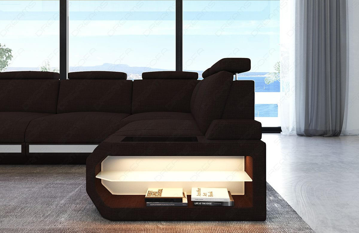 ECKSOFA Siena Graubraun Weiß Strukturstoff - Grau, Kunststoff (347/197cm)