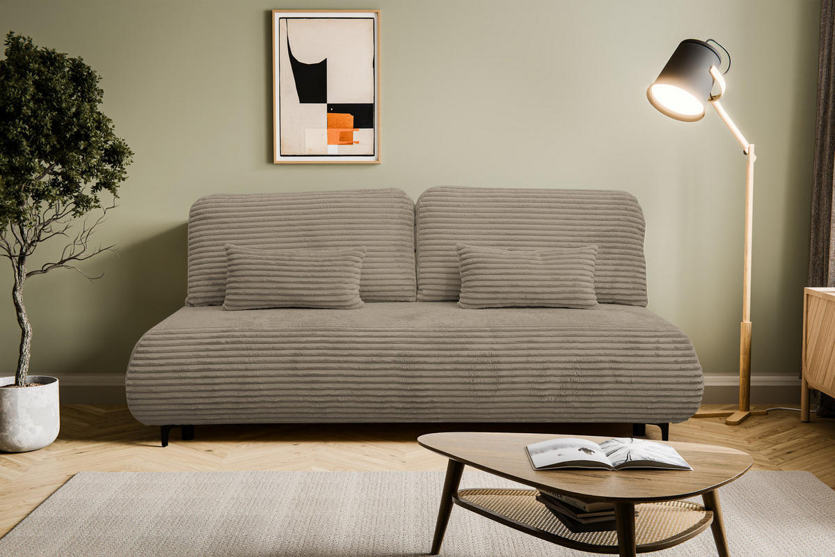 SCHLAFSOFA Etna mit Schlaffunktion und Bettkasten, Farbe: Braun, Cordstoff, Ottomane Unsiversal - Braun, Textil (205/80/90cm) - VENASI MÖBEL