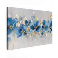 LEINWANDBILD Blumen - Blau - Abstrakt Groß 140x90 cm - Hellgrau, Textil (140/90cm) - MuchoWow
