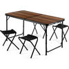 GARTENSET Tisch und 4 Stühlen, 120/60 cm, Höhenverstellbar - Schwarz/Braun, Metall - Outtec