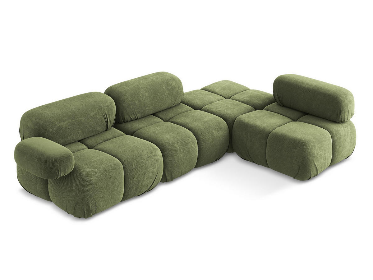 ECKSOFA Rechts Chenille Stoff Grün - Schwarz/Grau, Kunststoff/Textil (285/190cm) - Makamii