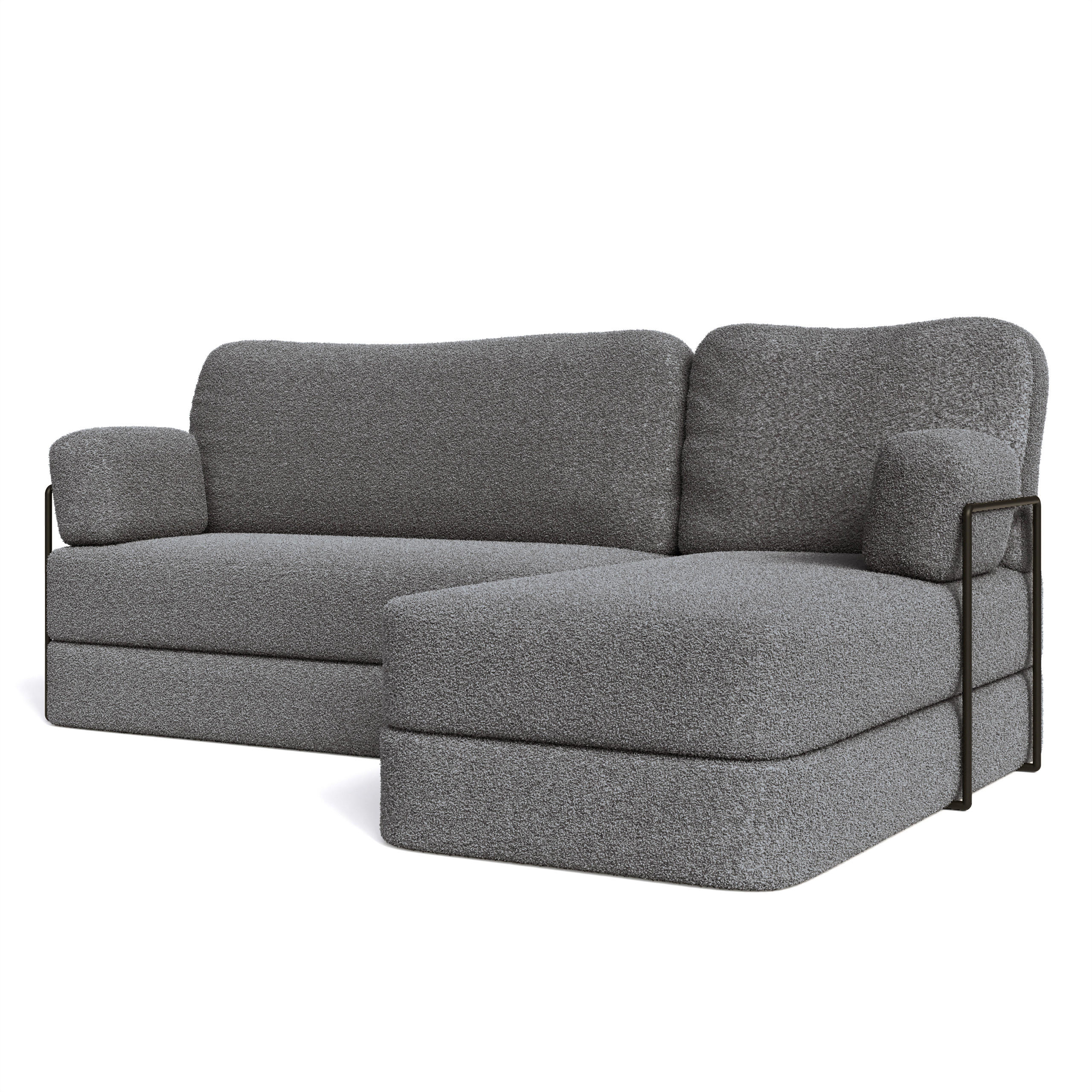 ECKSOFA SABI modulares Boneless Sofa mit Schlaffunktion Grau Boucle-Stoff - Grau, Textil (200/120cm) - MASSENO