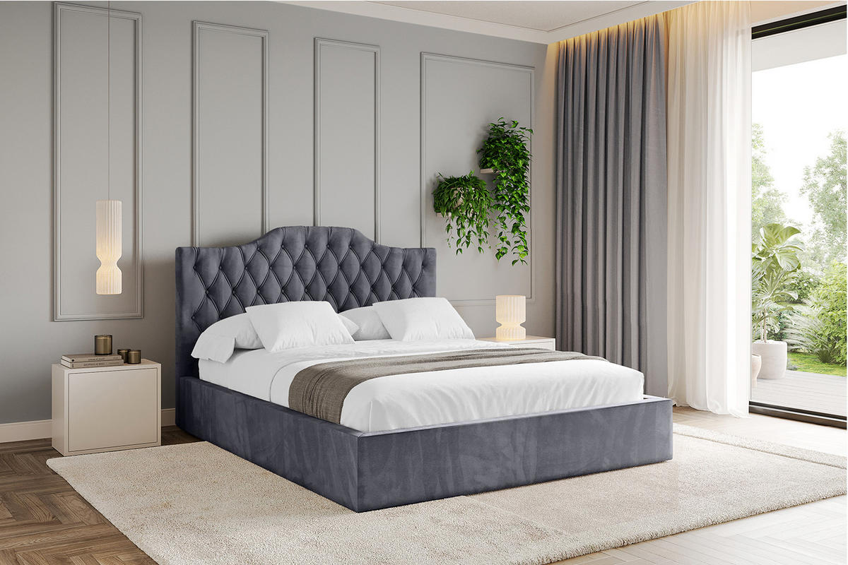 POLSTERBETT mit Bettkasten und Lattenrost, Boxbett ohne Matratze - FALIO 180x200 Dunkelgrau - Dunkelgrau, Holzwerkstoff/Textil (180/200cm) - ALTDECOR