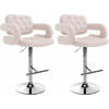 BARHOCKER 2er Set Stoff beige - Chromfarben/Beige, Textil/Metall (62/103/55cm) - CLP