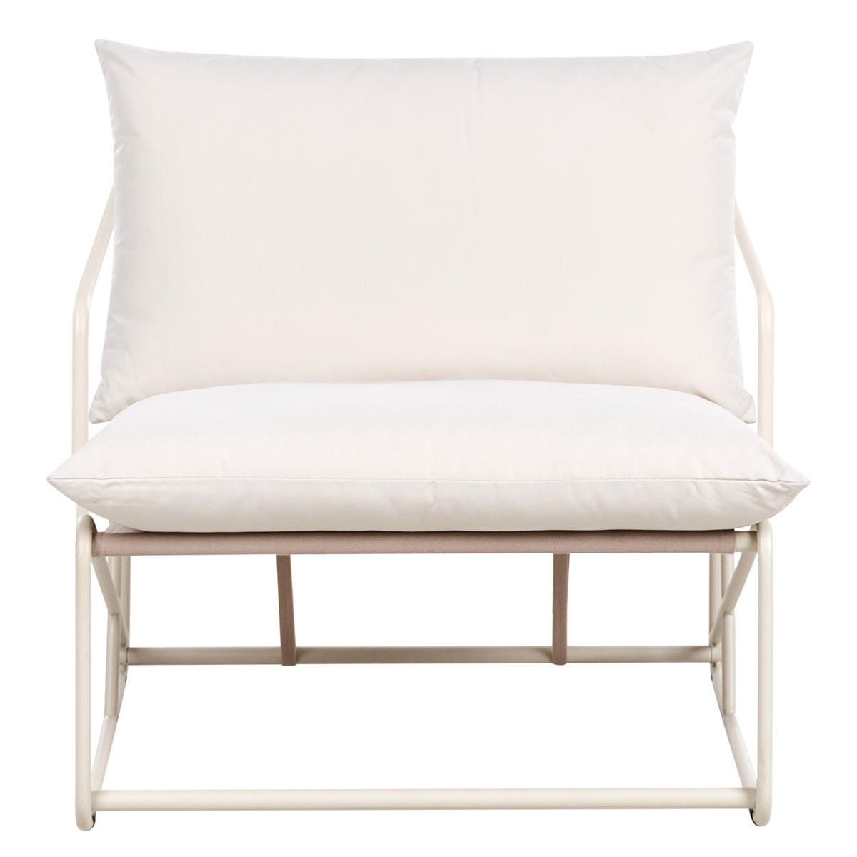 GARTENSTUHL Hellbeige Ponte - Beige/Grau, Metall (80/88/94cm) - Beliani