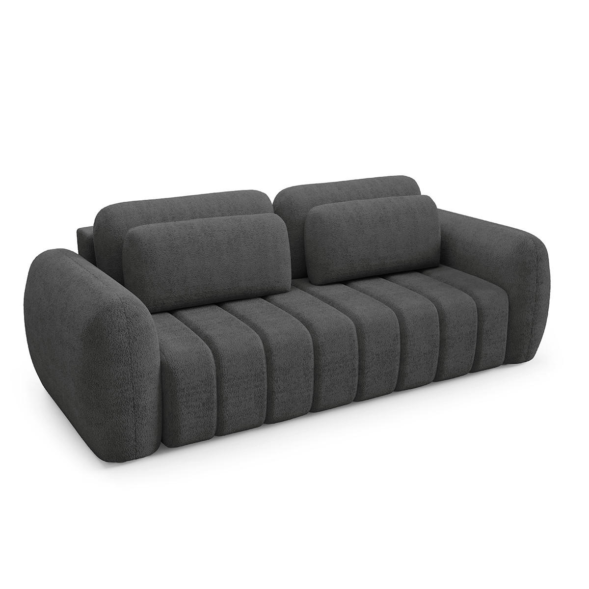 SOFA Cesar 3 Sitzplätze Dunkelgrau - Grau, Holz (266/95/110cm) - Petits-meubles