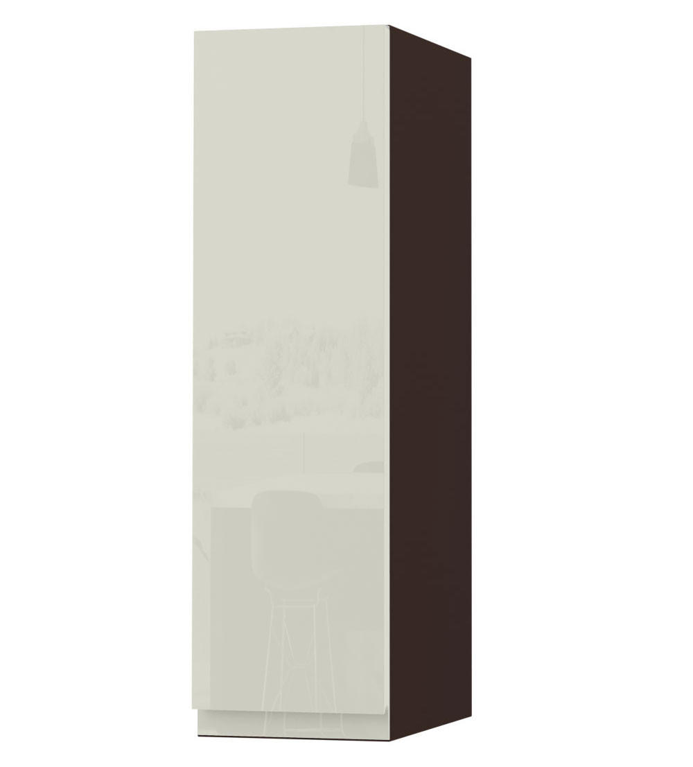 HÄNGESCHRANK Florence W2/20 Lava / RAL 1013 perlweiß HG 20 / 32,5 / 72cm - Türanschlag links - Dunkelgrau/Weiß Hochglanz, Holz/Holzwerkstoff (20/72/32.5cm) - Feldmann-Wohnen