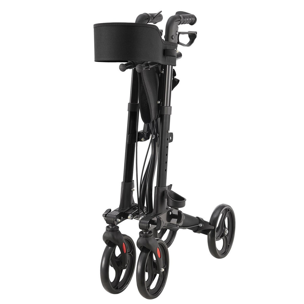ROLLATOR Vital schwarz klappbar mit Sitzfläche & Einkaufstasche - Schwarz, Metall (63/80/68cm) - Juskys