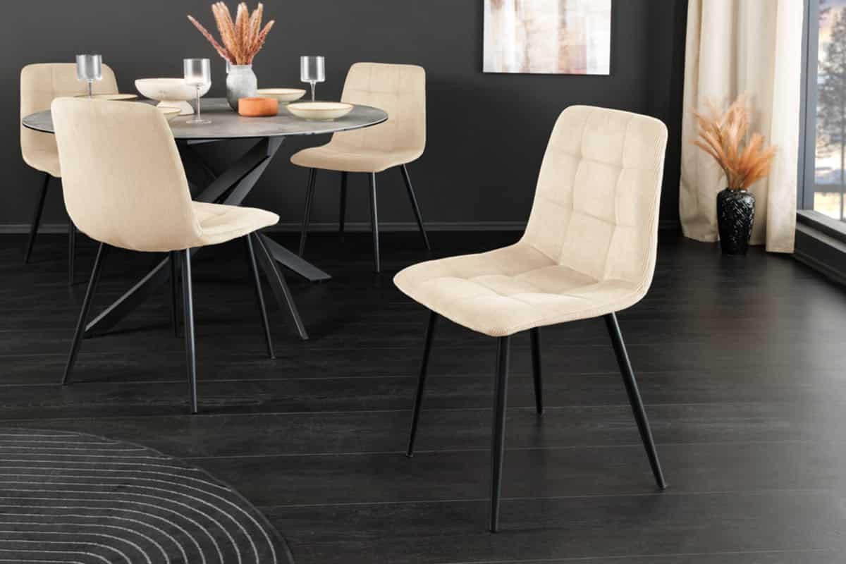 STUHL TRES CHIC Cord Beige 90 cm - Beige/Schwarz, Textil/Metall (44/88/52cm) - riess-ambiente