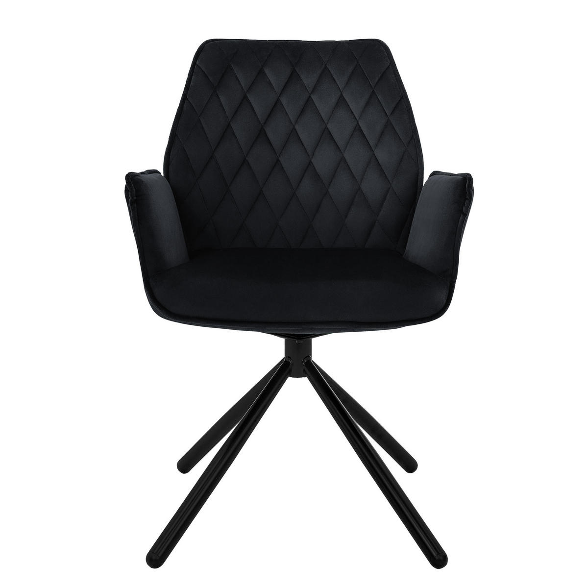 DREHSTUHL Samt Schwarz 2er Set - Schwarz, Metall (63/90/57cm) - ML-DESIGN
