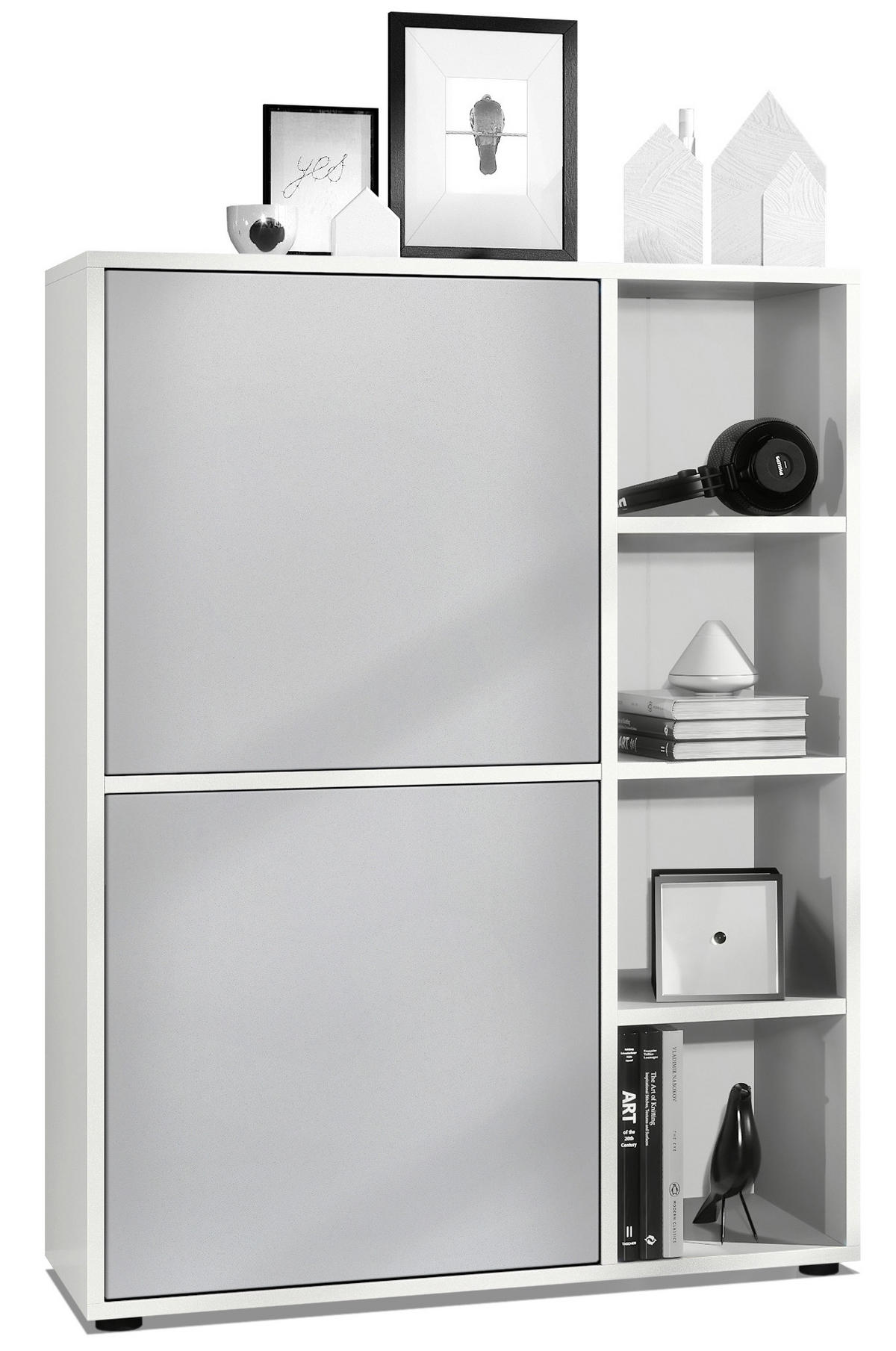 HIGHBOARD Cuba Türen in Hellgrau seidenmatt - Greige, Holzwerkstoff (79/105.5/35.5cm) - Vladon