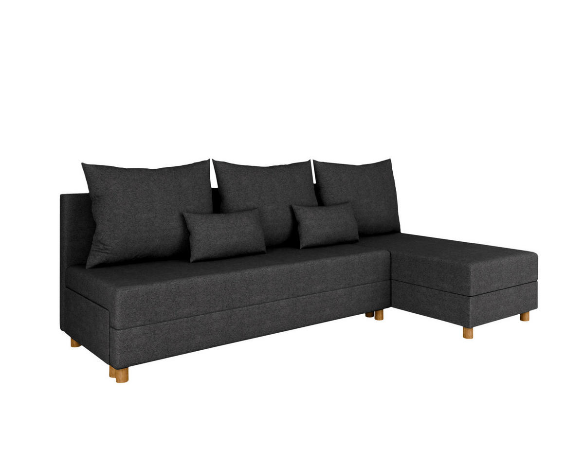 ECKSOFA Lellice L-Form - links oder rechts montierbar, dunkelgrau - Dunkelgrau, Holz (214/122cm) - Homesy
