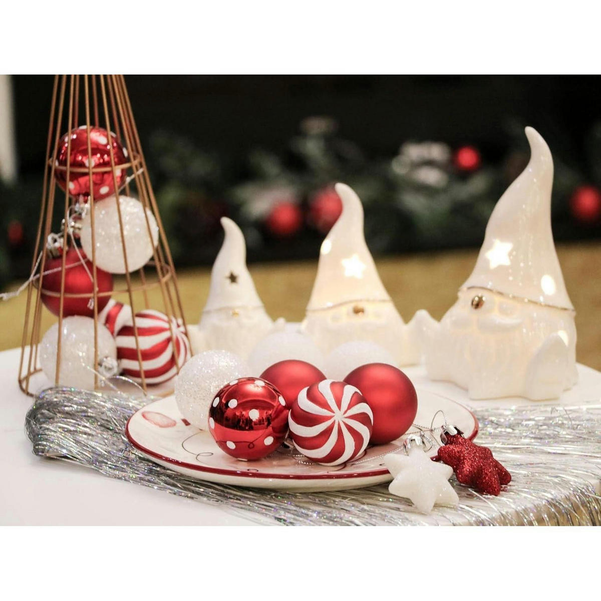 WEIHNACHTSKUGELN 35-teiliges Set 5 cm Rot Weiß - Multicolor, Kunststoff (5/5/5cm)