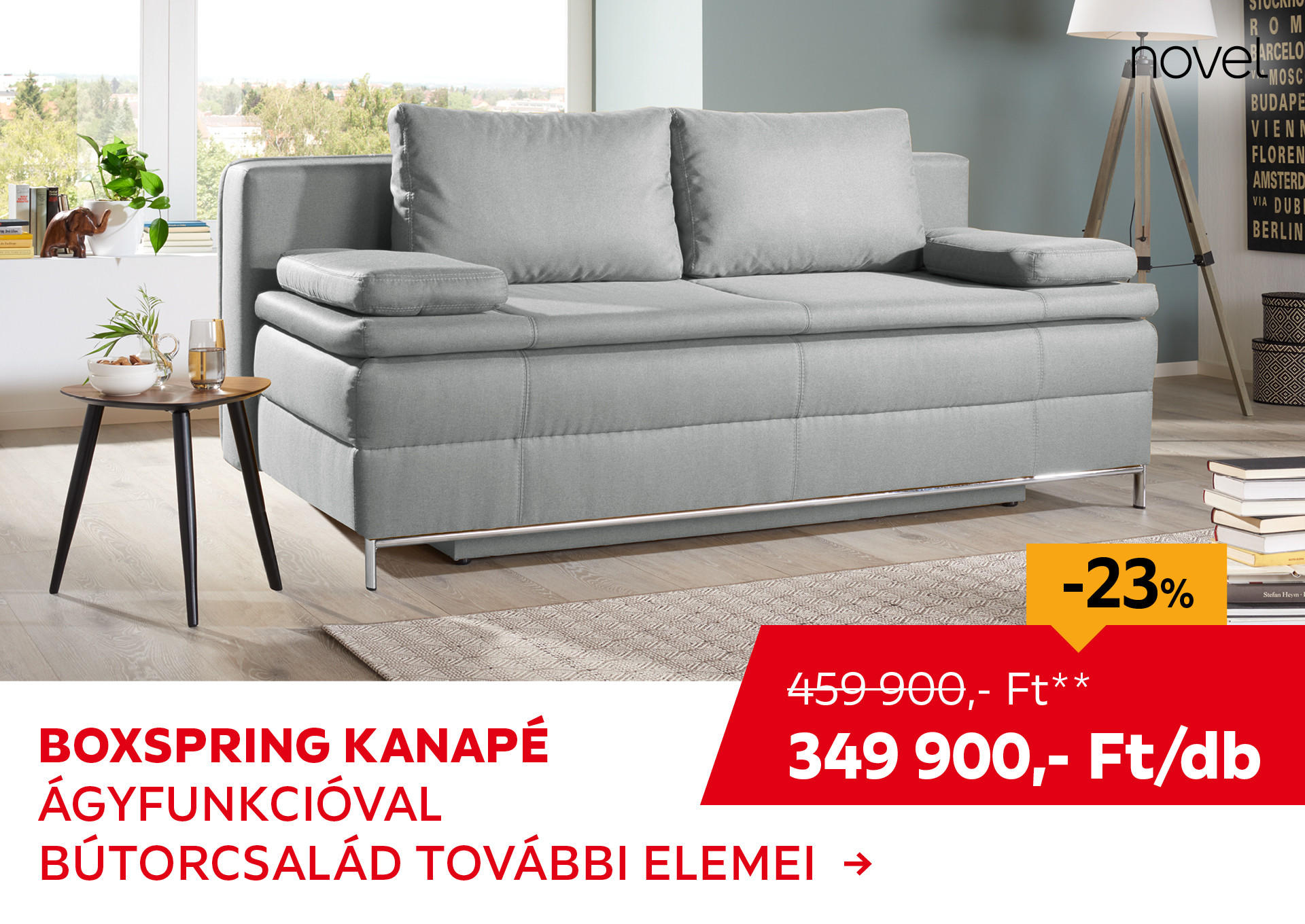 BOXSPRING KANAPÉ Kiemelt termék 459900 Ft.- helyett 349900 Ft.-