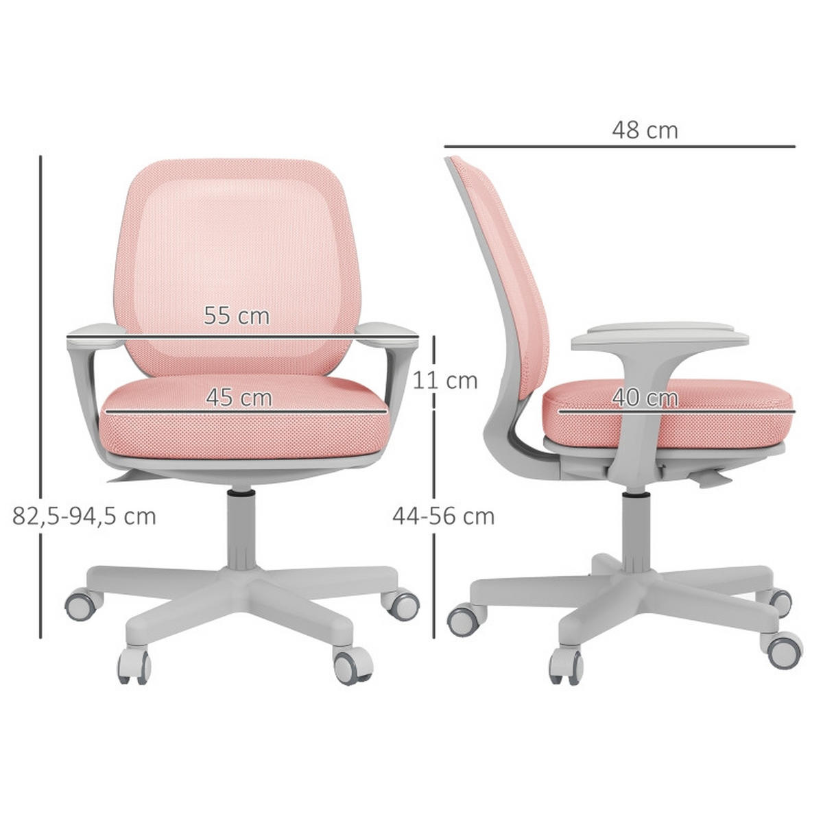 DREHSTÜHLE ergonomisch Drehfunktion höhenverstellbar Rosa - Pink, Metall (48/94.5/55cm) - SHOPENTRA
