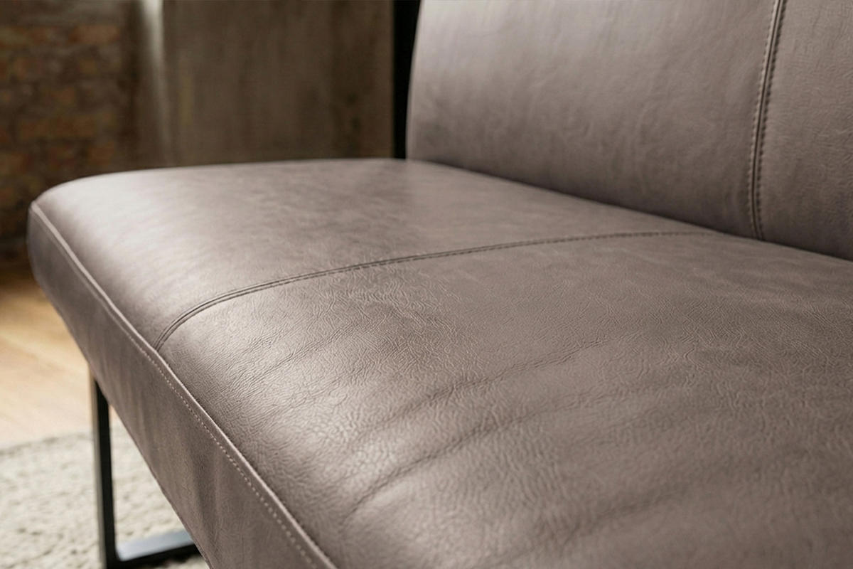 ESSZIMMERBANK ELEEN Dunkelbraun Leder - Dunkelbraun, Leder (123/85/69cm) - KAWOLA