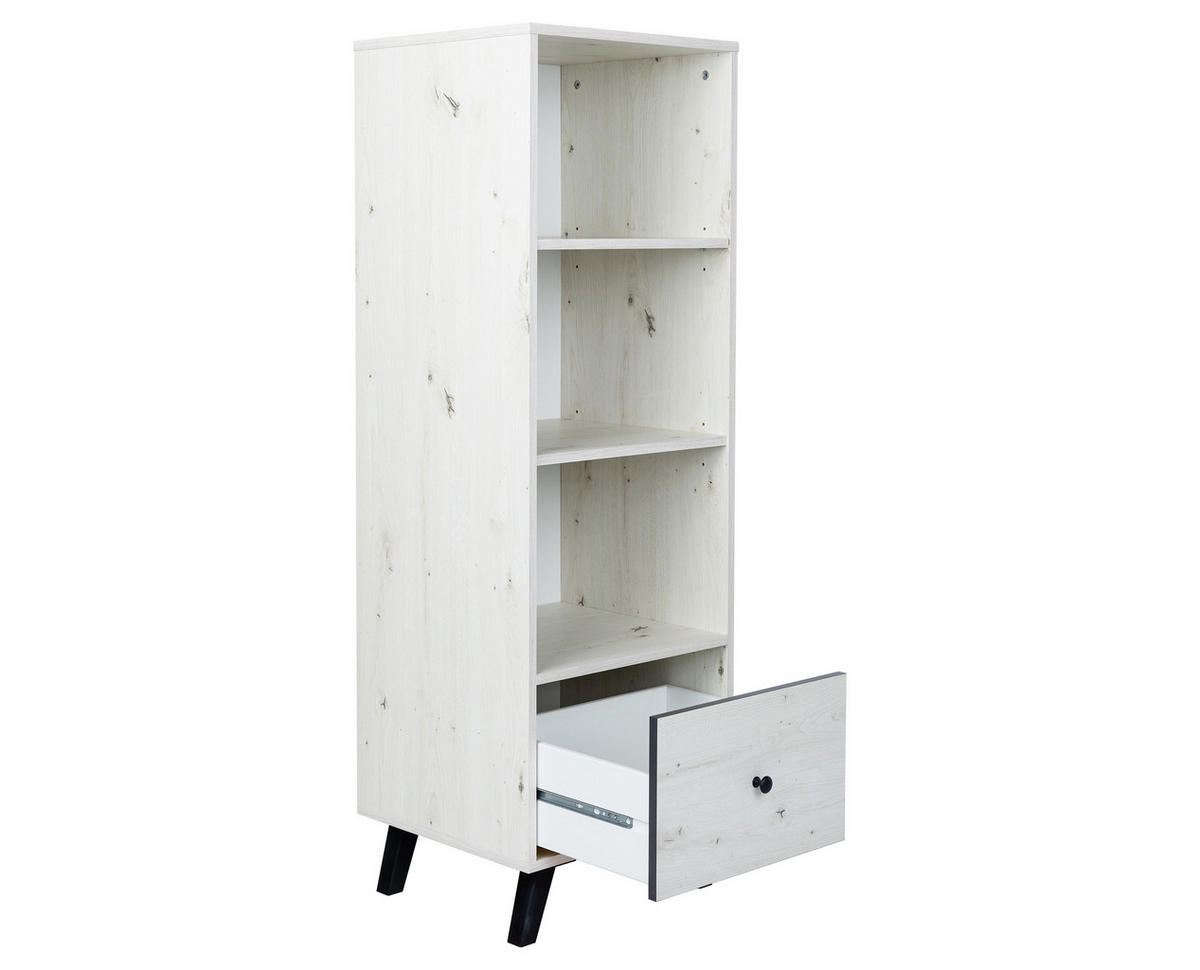 STANDREGAL 45/134/40 cm White Oak Landhausstil - Eichefarben/Schwarz, Holzwerkstoff/Metall (45/134/40cm) - arthur berndt