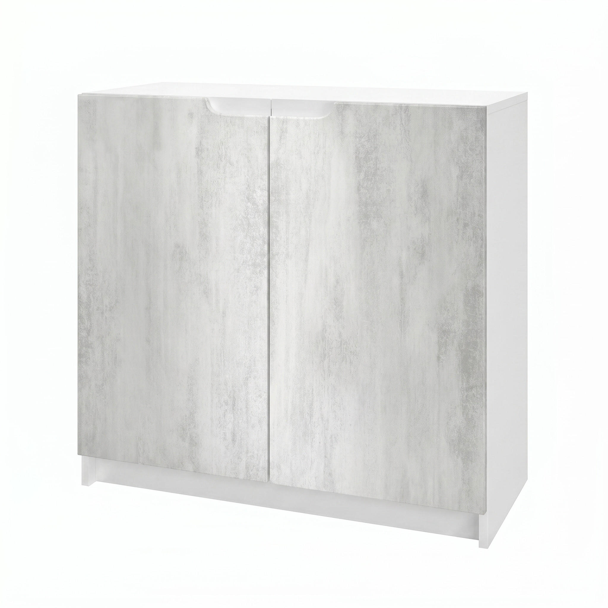 KOMODA Logan Bijela mat/Beton oksid optika (82 x 78 x 37 cm) - svijetlo siva, drvni materijal (82/78/37cm) - Vladon
