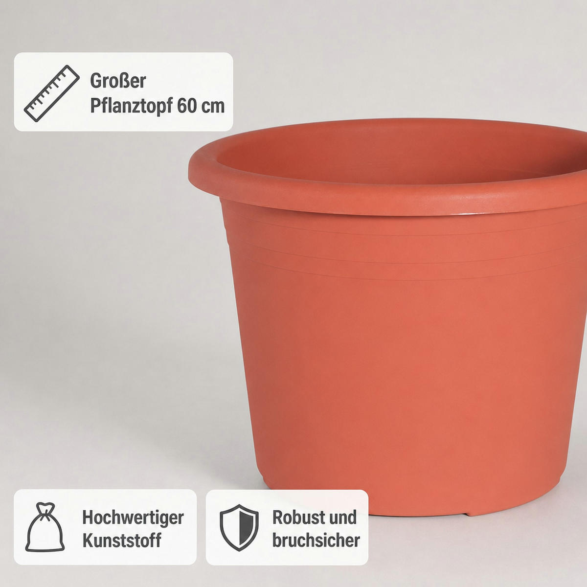 BLUMENTOPF 60 cm terracotta - Terracotta, Kunststoff (65cm) - BONI-SHOP