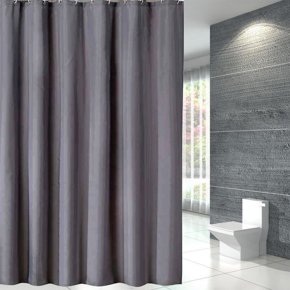 DUSCHVORHANG Dunkelgrau Polyester schnell trocknend wasserfest maschinenwaschbar - Grau, Textil (180/200cm) - MCBOSON