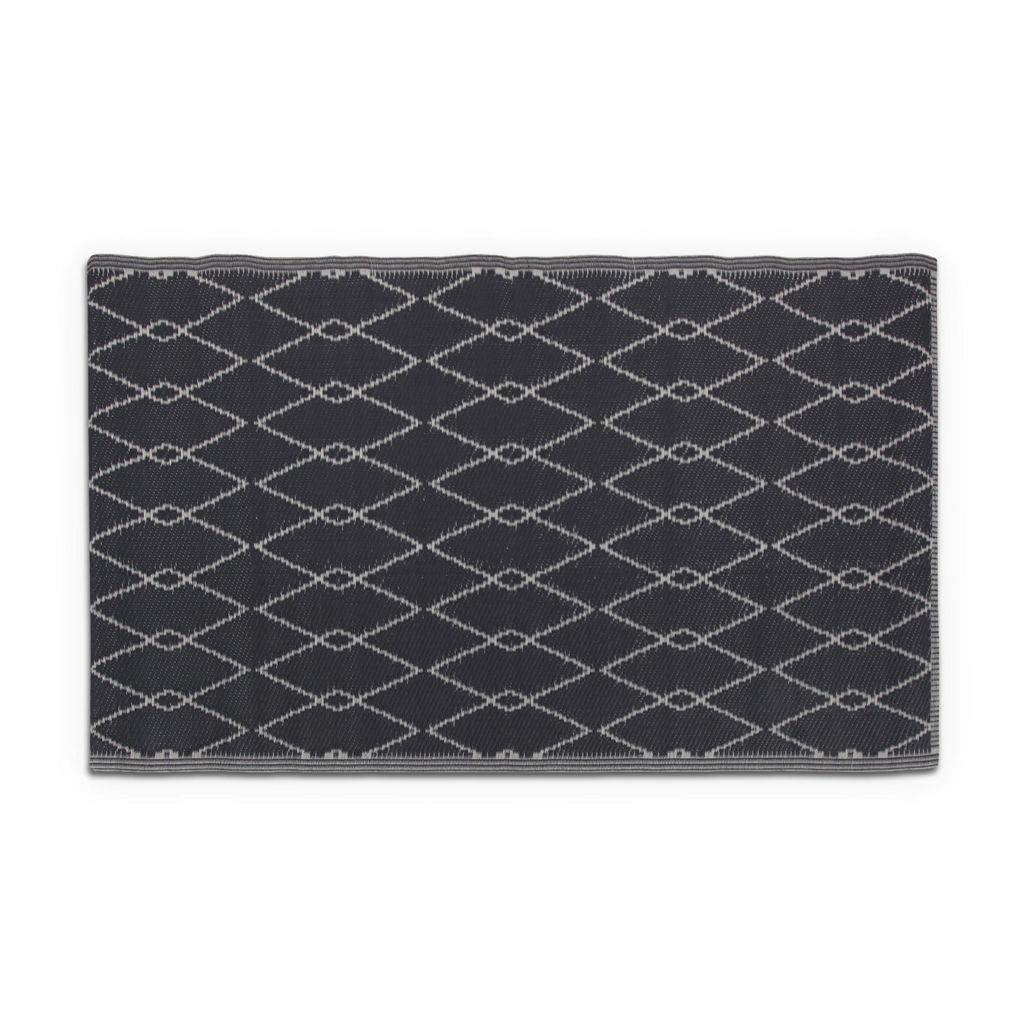 OUTDOORTEPPICH Teppich Wetterfest und UV-Beständig ( 160x230cm / Raute ) für Garten, Balkon, Terrasse - Dunkelgrau, Kunststoff (160/230cm) - Bestlivings
