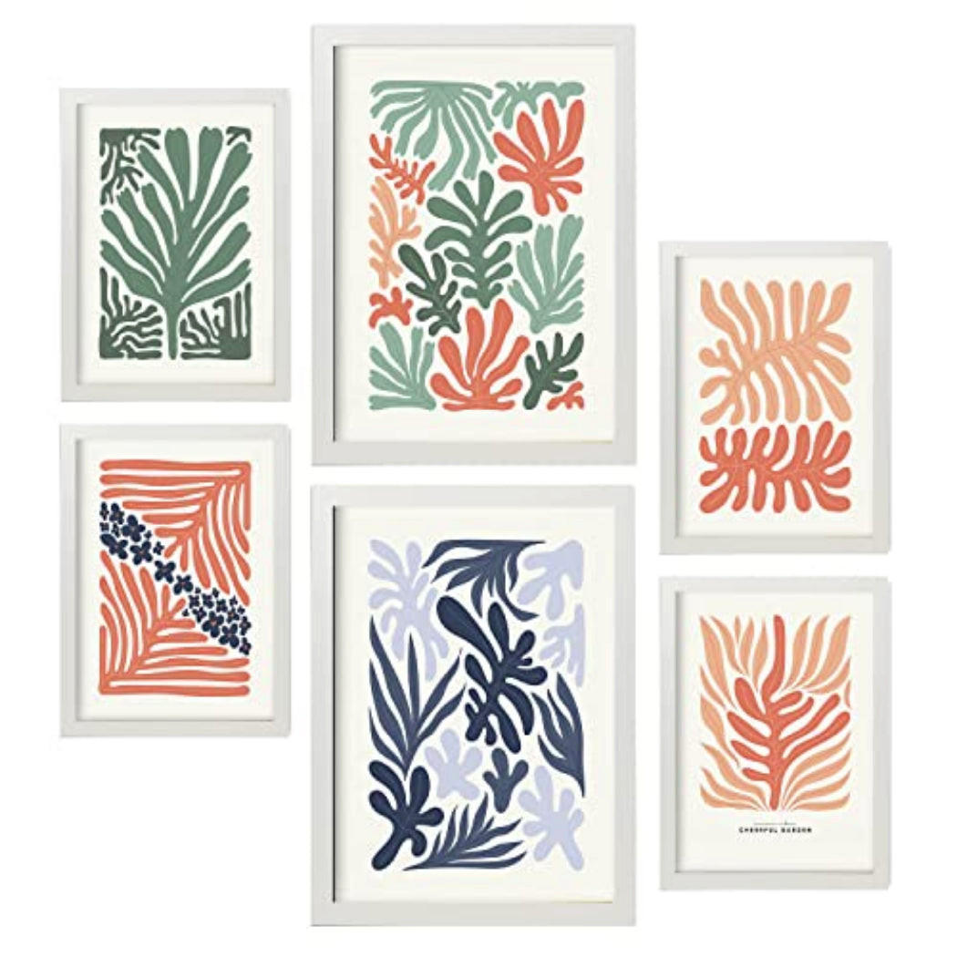 POSTER Set Mit 6 Minimalistischen In Pastellfarben Pflanzenmuster Drucke Von Landschaften Und Natur Für Innenarchitektur A3 & A4 Weißer Rahmen - Weiß, Papier (29/3cm) - Nacnic
